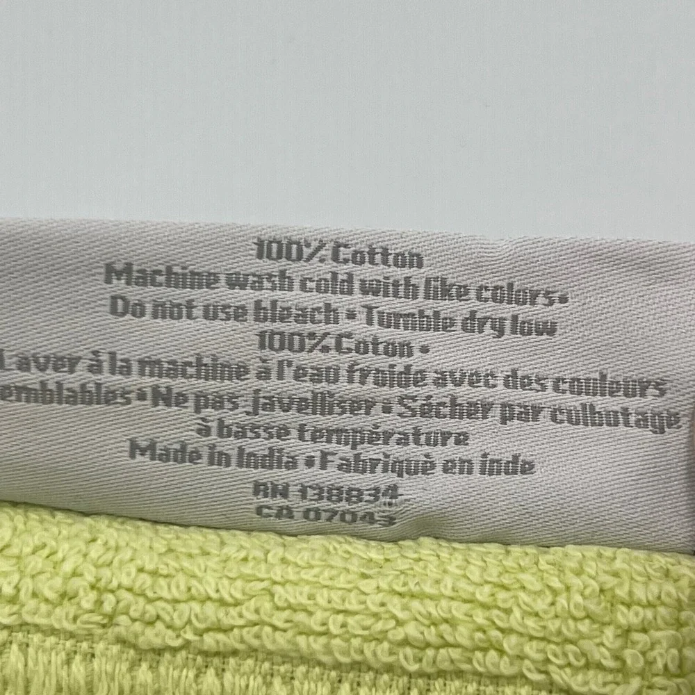 Caro Home Towel Set Unisex OS Lime Green NWT 3 Piece Cotton Hand Washcloth